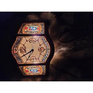 Heileman's Old-Style Stained-Glass Clock Light *Motor runs, clock doesn't